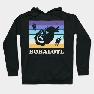 Vintage Retro Bobalotl Boba Tea Cute Axolotl Hoodie